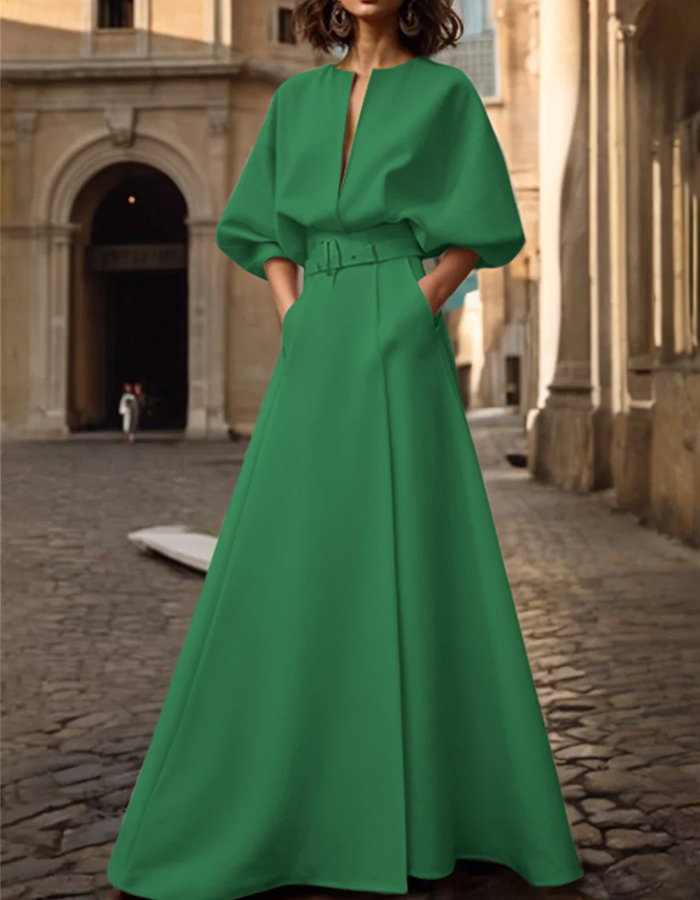 Structured maxi dress with balloon sleeves