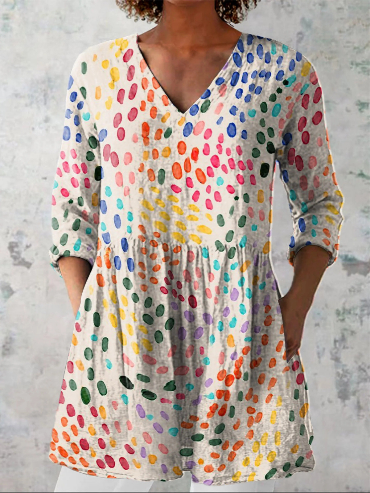 Bernadette | Printed V-Neck Longline Blouse