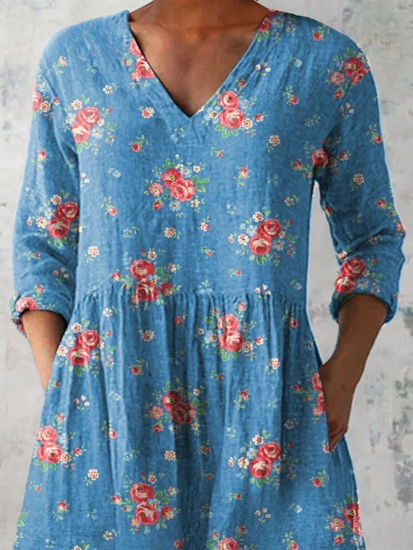 Mabel | Printed V-Neck Longline Blouse