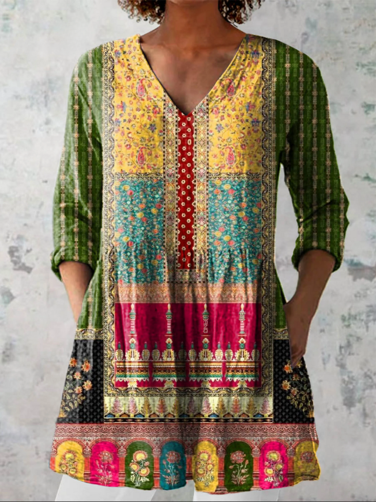 Jacinda | Printed V-Neck Longline Blouse