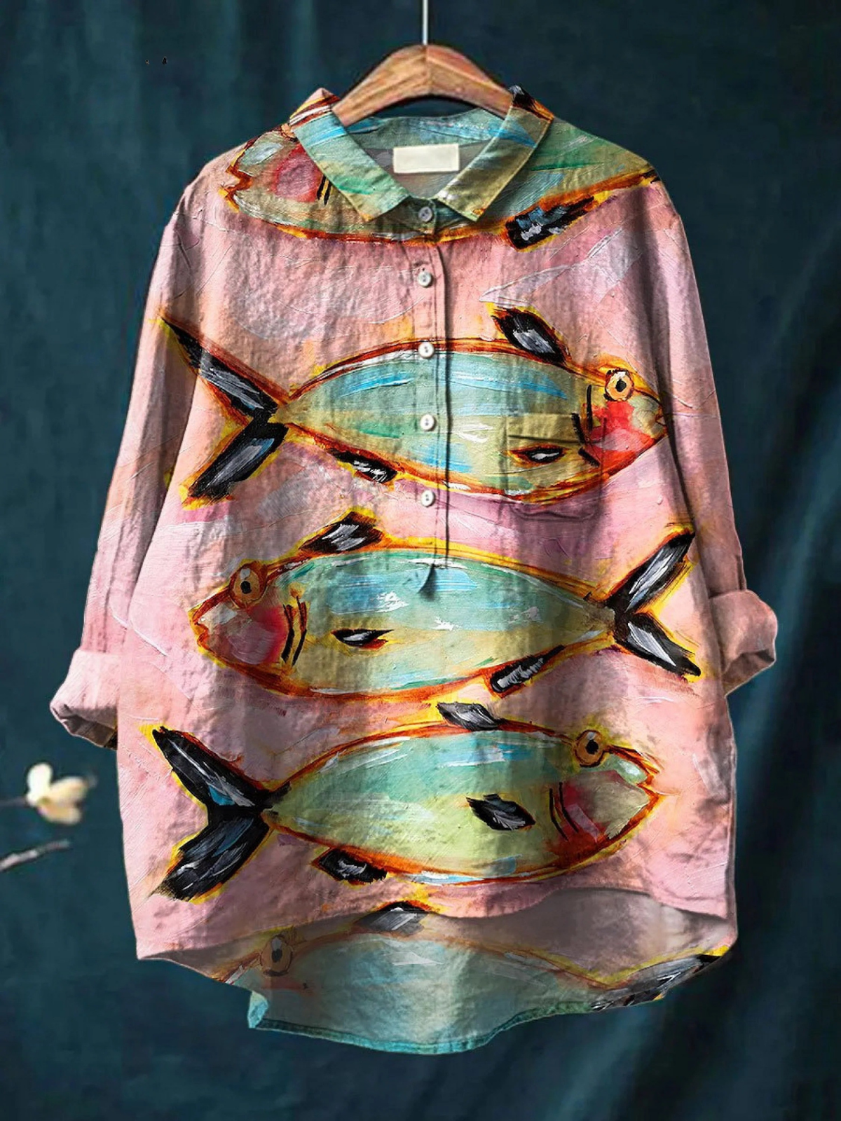 Eliza | Women's Vintage Fish Art Print Casual Shirt