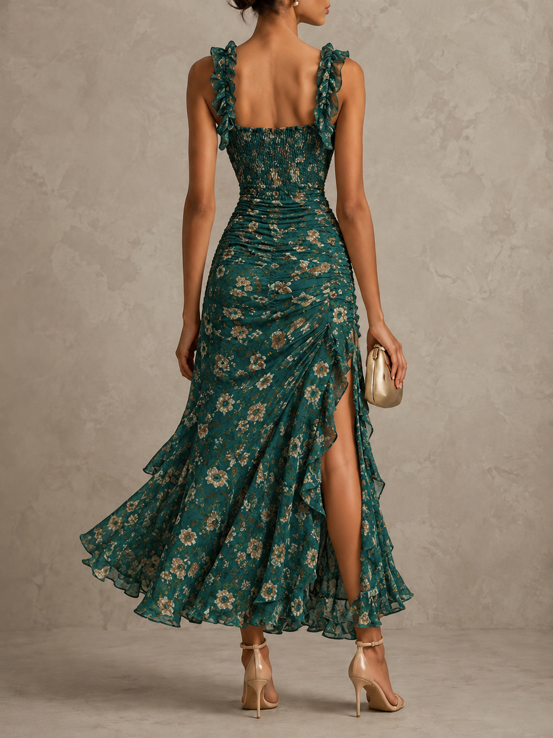 Zara | Bohemian Maxi Dress with Floral Print and Side Split