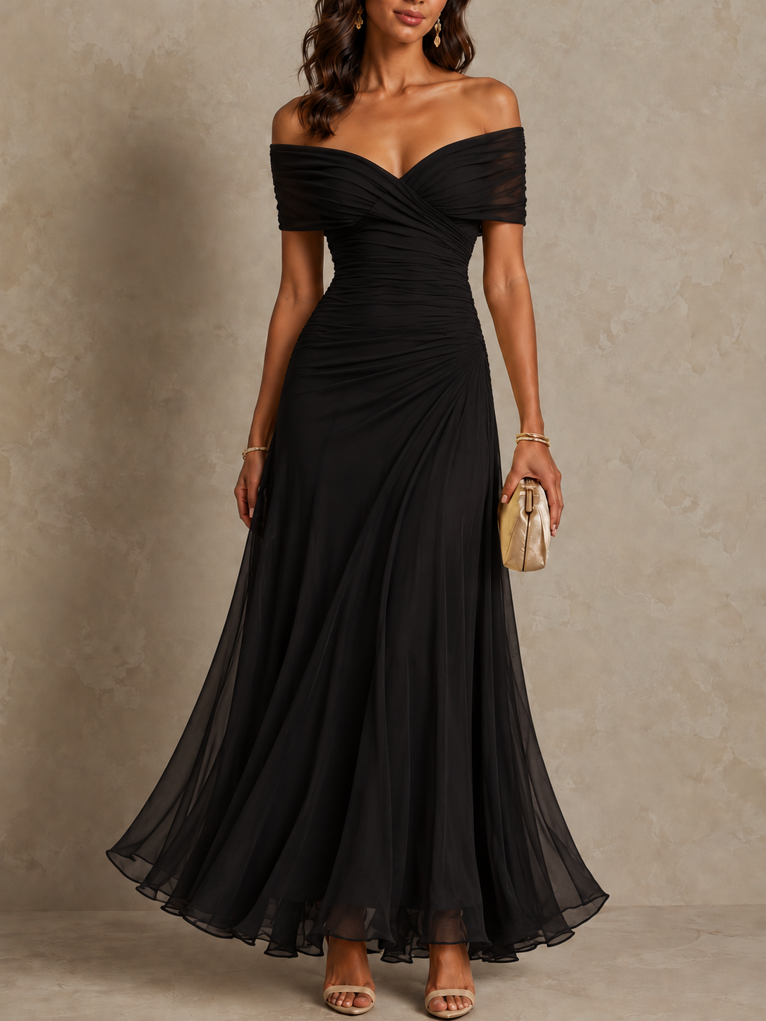 Mikaela | Tummy Flattering Off Shoulder Maxi Dress