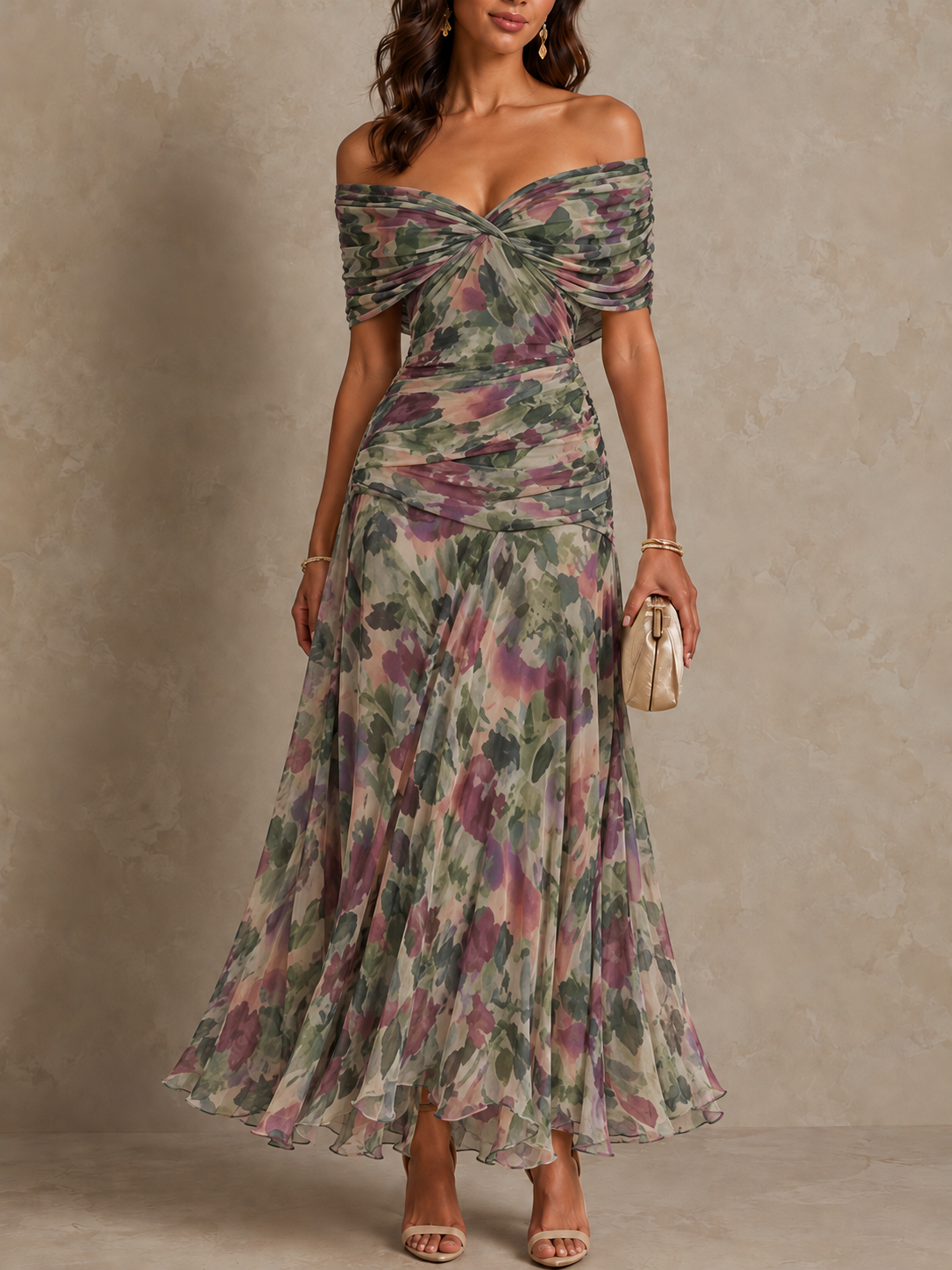 Mikaela | Tummy Flattering Off Shoulder Maxi Dress