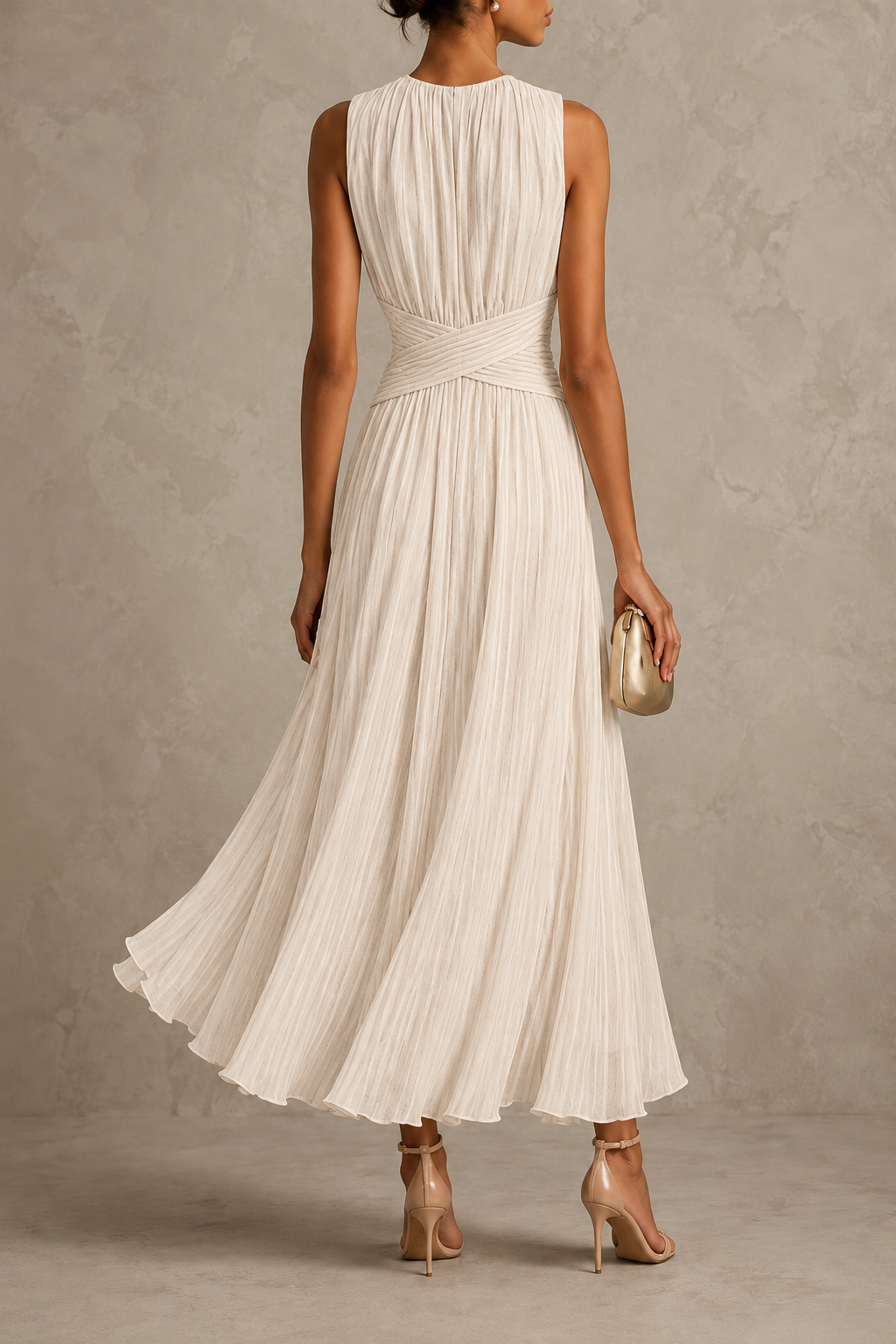Marellé – Striped Wrap Waist Maxi Dress Sleeveless