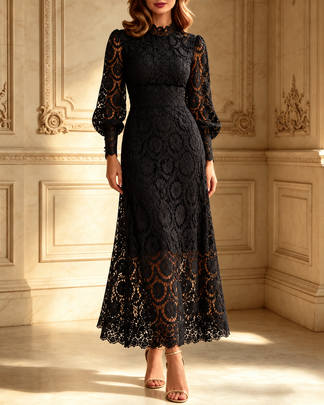 Alba | Lace Midi Dress