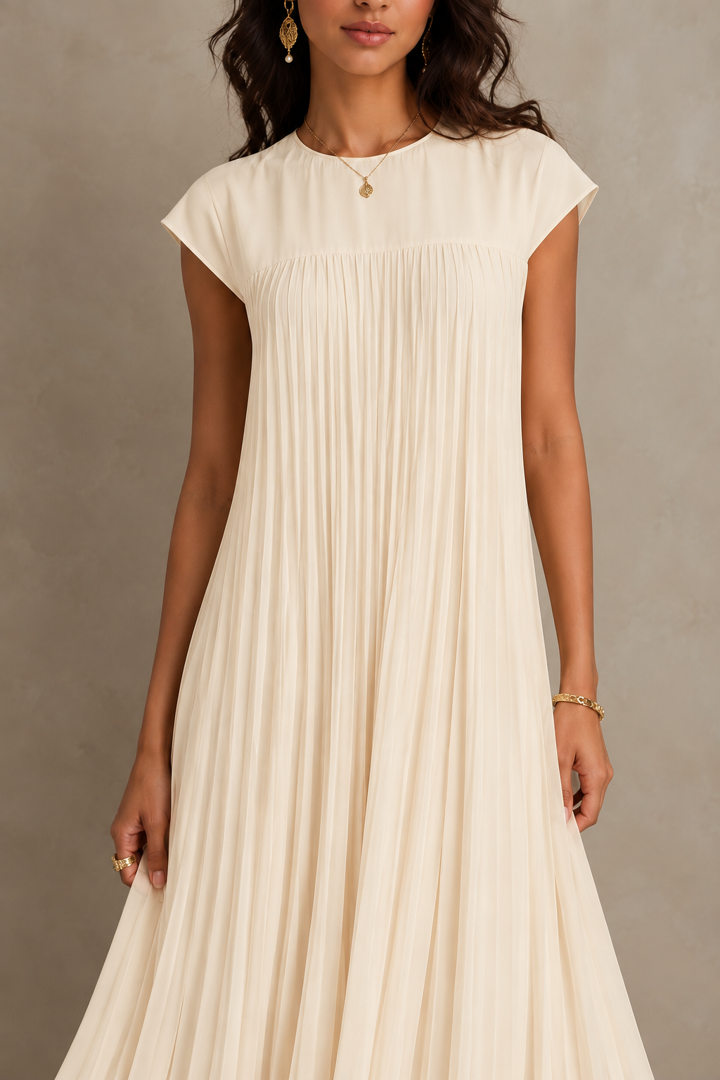 LAILA™ | SLEEVELESS PLEATED DRESS | Maxi Dress