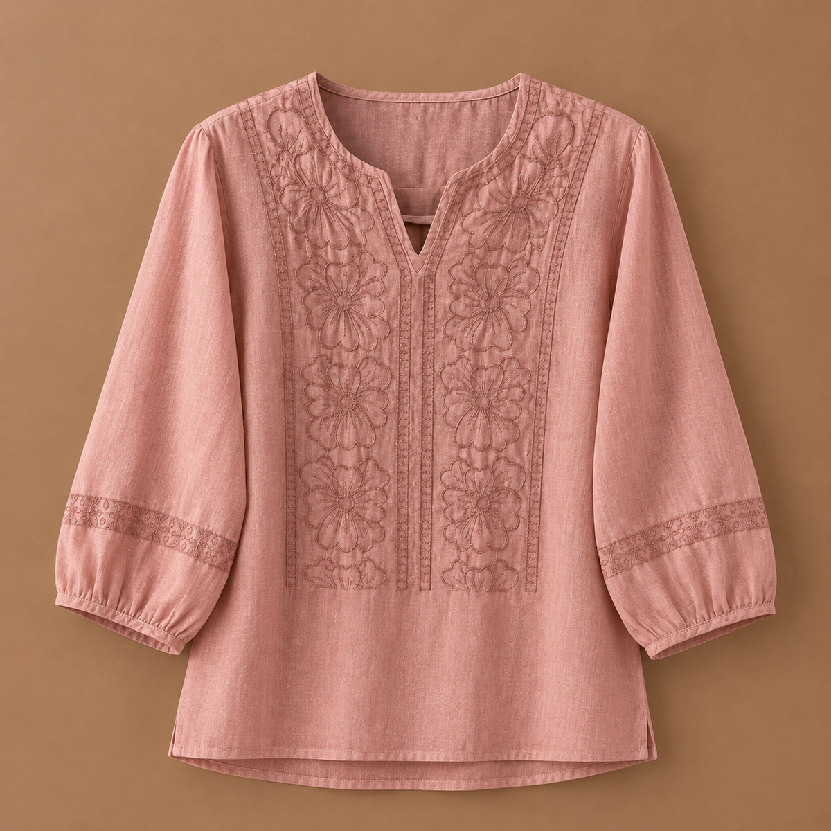 Linnea Cotton Linen Floral Blouse