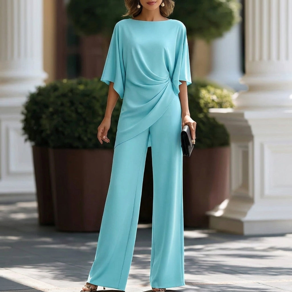 Gabriela | Draped Blouse and Wide Trouser Set