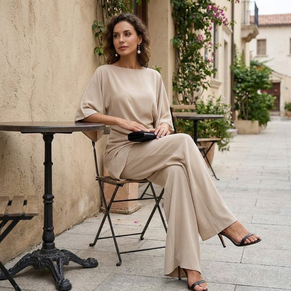 Gabriela | Draped Blouse and Wide Trouser Set