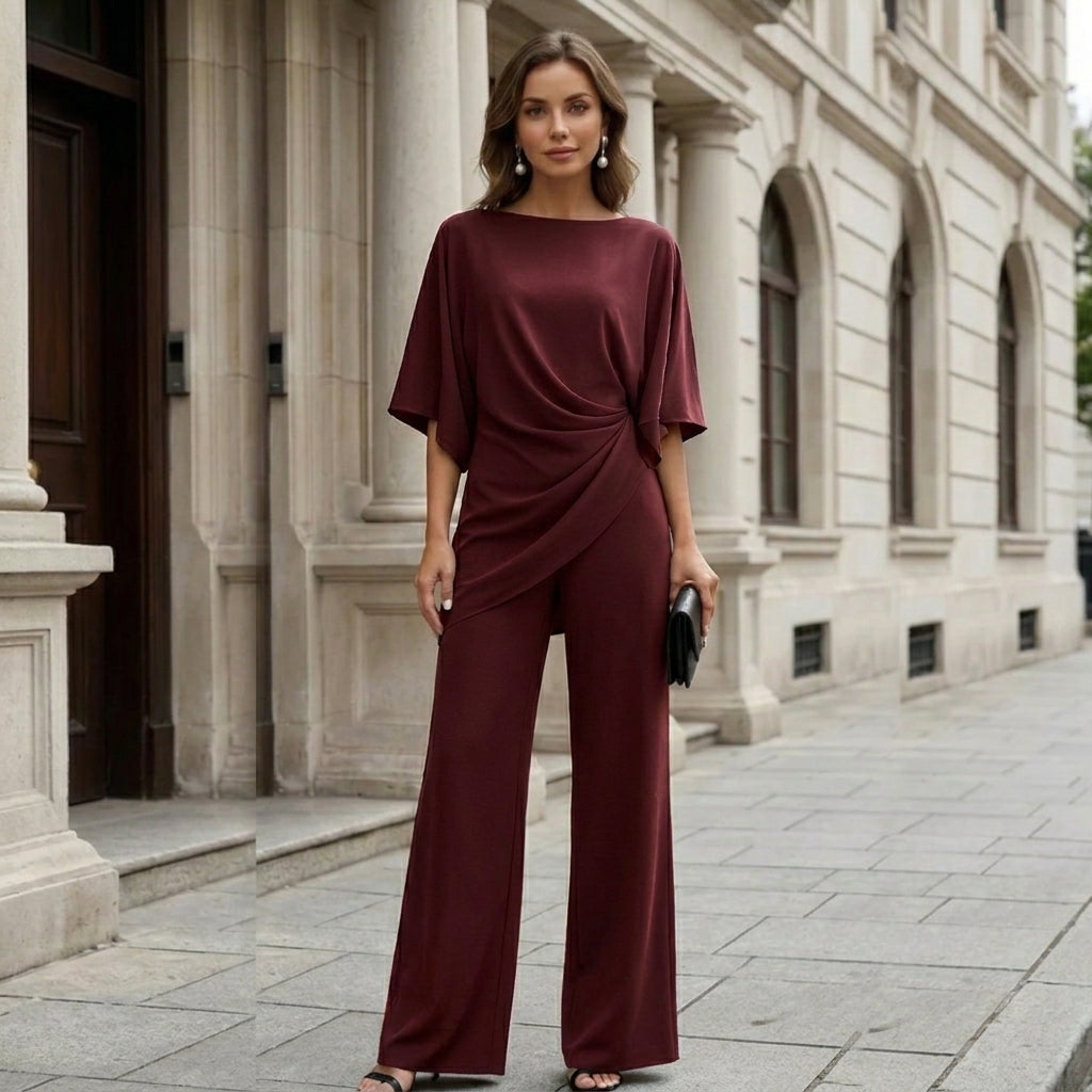 Gabriela | Draped Blouse and Wide Trouser Set