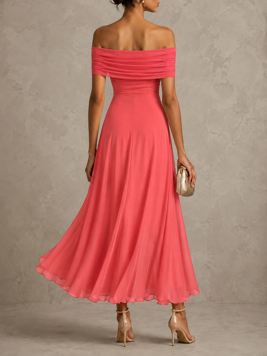June | Off Shoulder Draped Maxi-Look Dress
