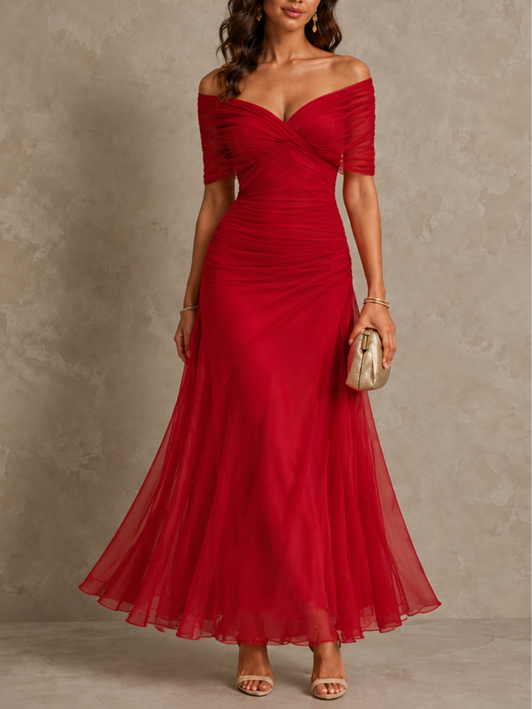 Mikaela | Tummy Flattering Off Shoulder Maxi Dress