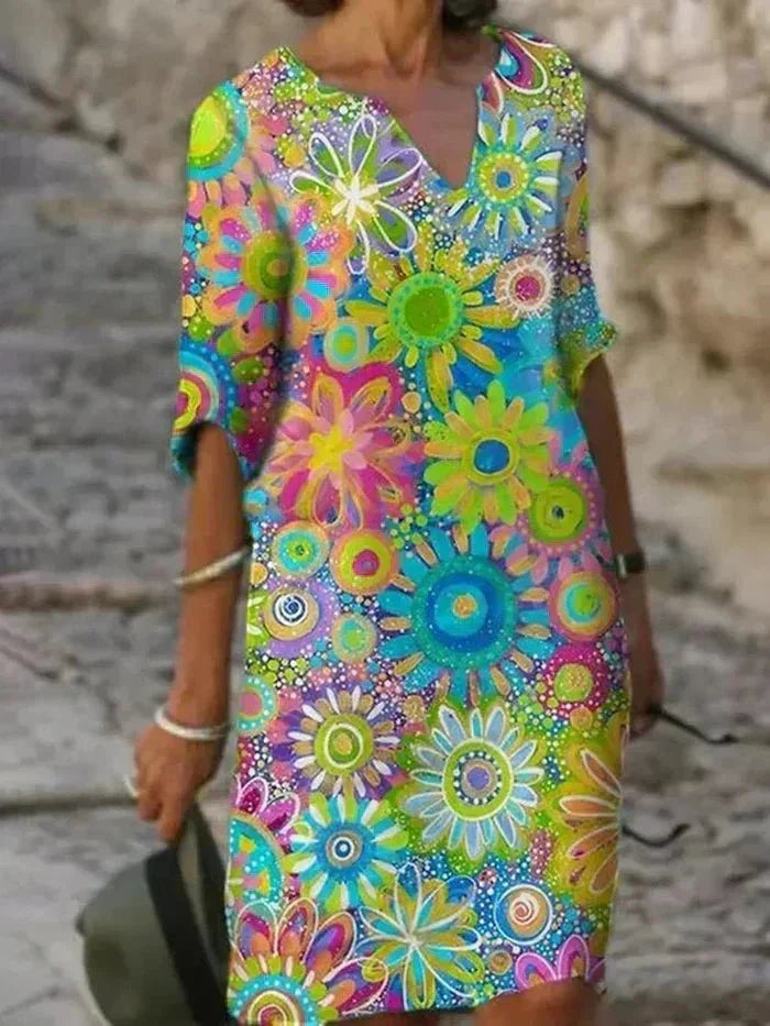 Nira | Vibrant Floral Midi Dress