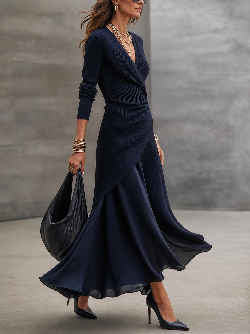 Tamara™ | Elegant Maxi Wrap Dress with Satin Skirt
