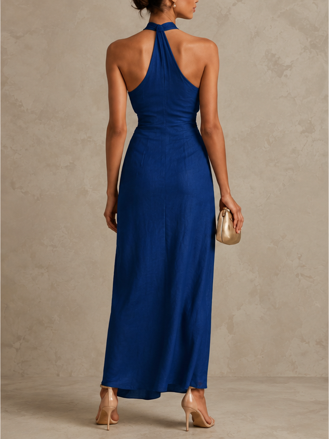 Avelina – Long voluminous dress in cotton and linen, American collar | Maxi Dress