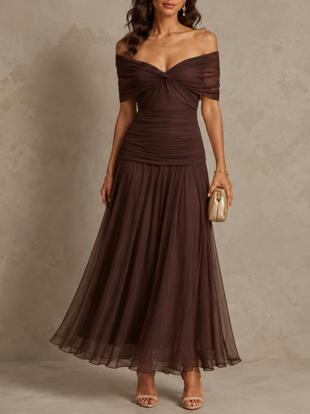 Mikaela | Tummy Flattering Off Shoulder Maxi Dress