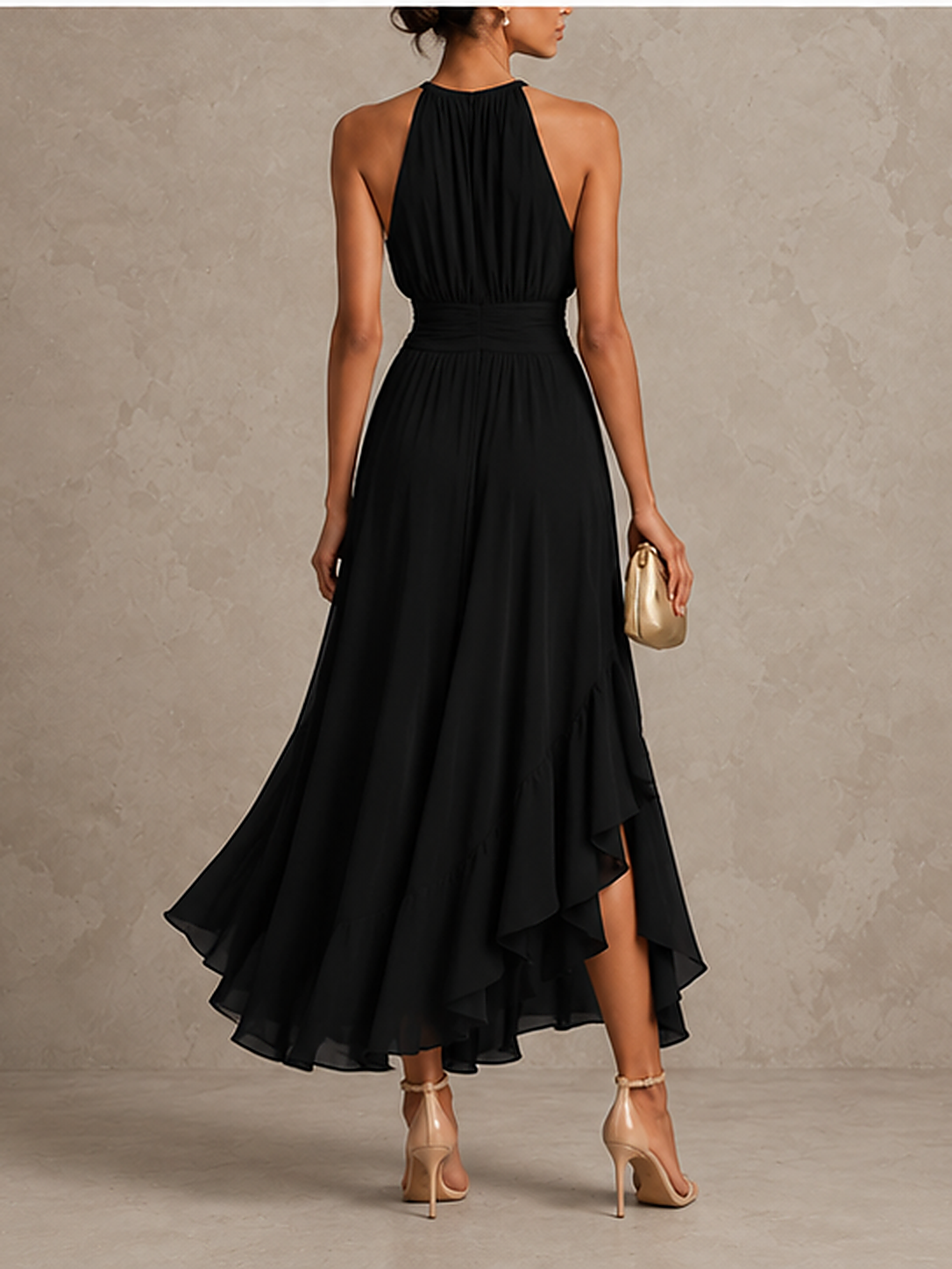 Chloe | Halter Ruffle Hem | Maxi Dress