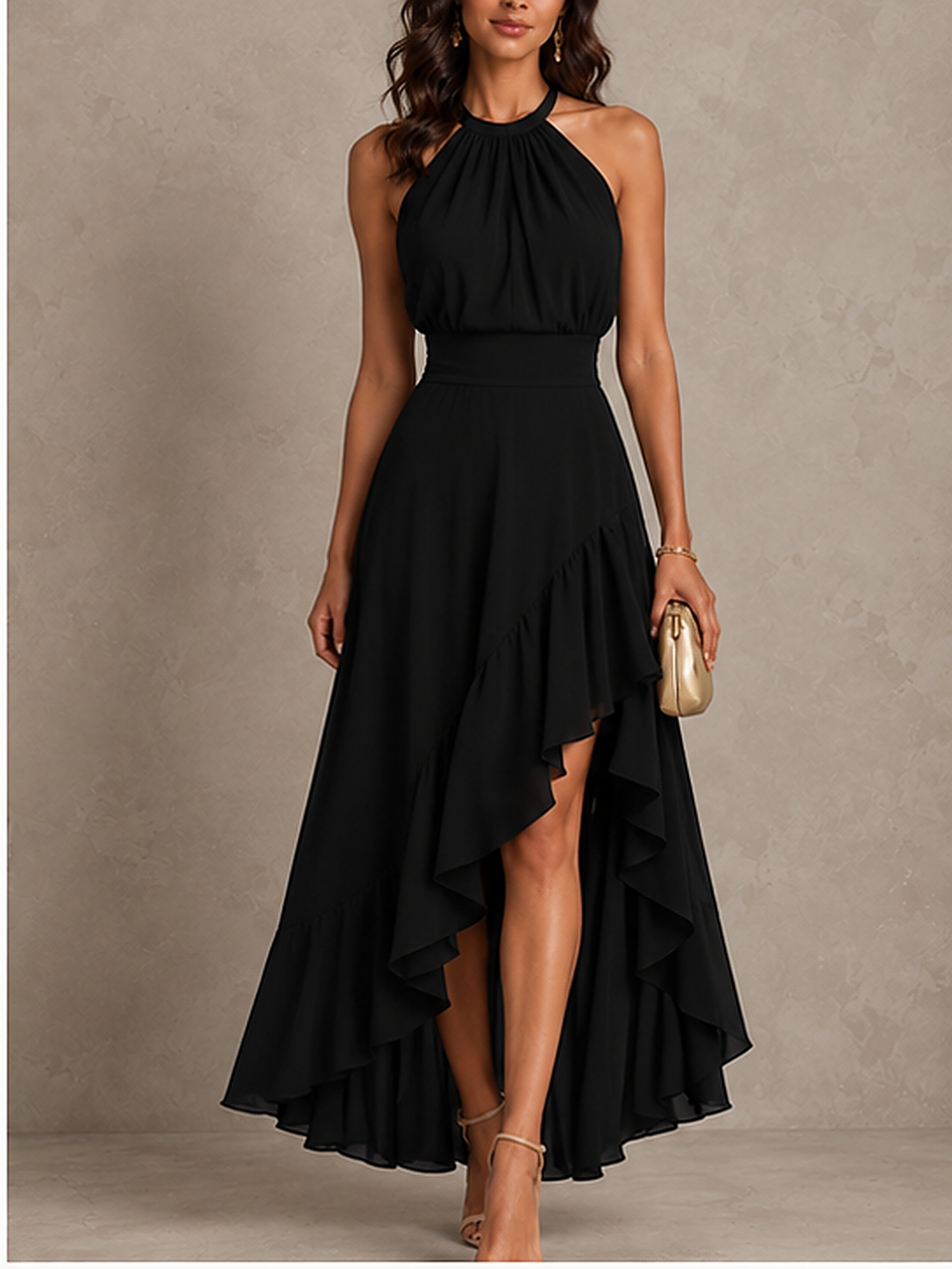Chloe | Halter Ruffle Hem | Maxi Dress