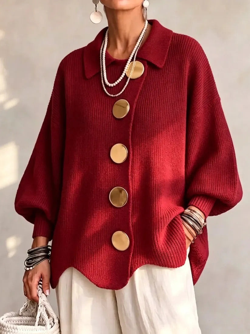 Karina | Oversized Collared Button Cardigan
