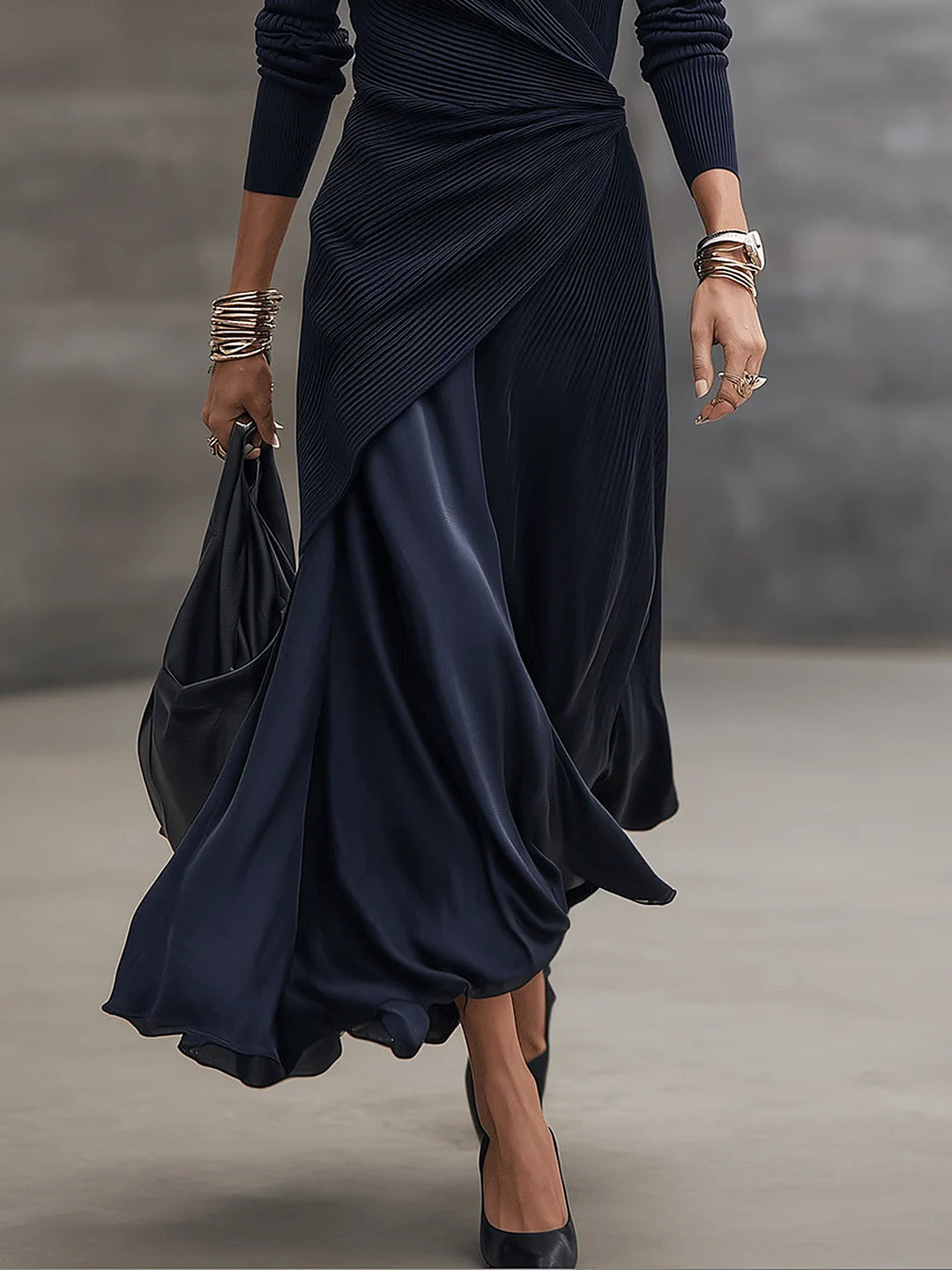 Tamara™ | Elegant Maxi Wrap Dress with Satin Skirt