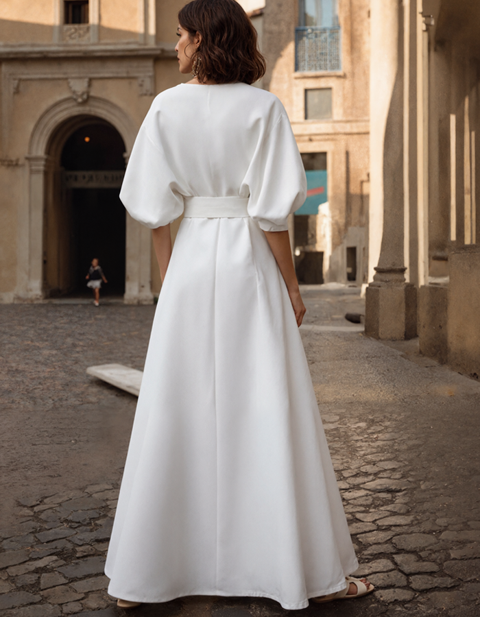 Structured maxi dress with balloon sleeves