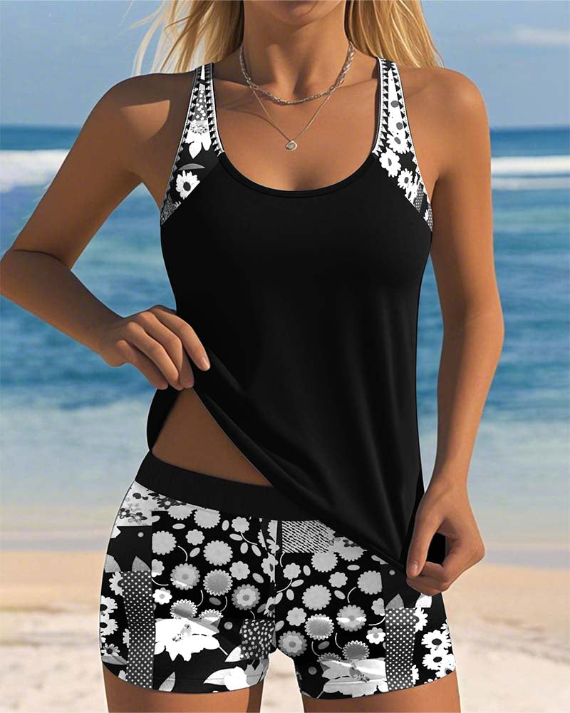 Lynne - Floral Print Two-Piece Swim Set