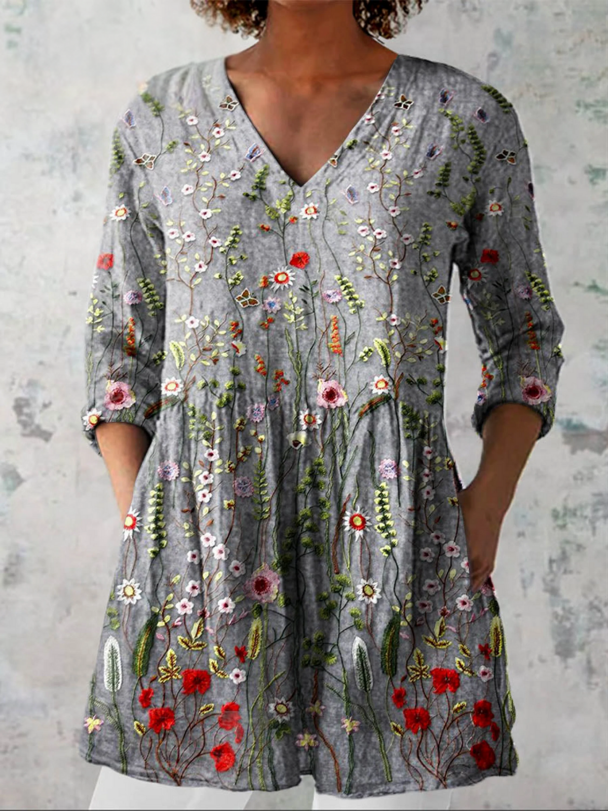 Lana | Printed V-Neck Longline Blouse