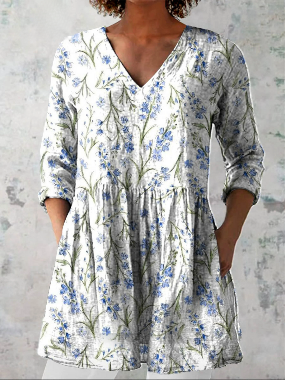 Kara | Printed V-Neck Longline Blouse