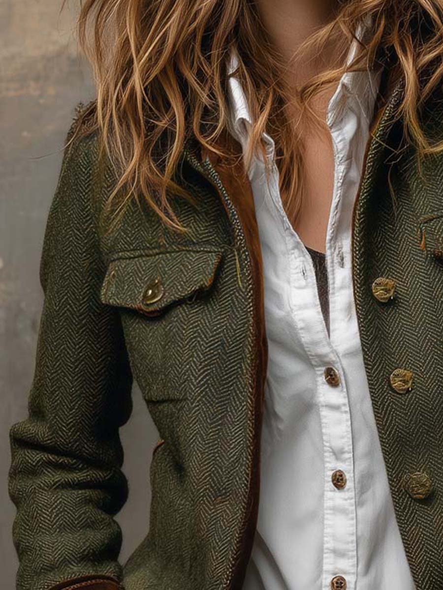 Honorine olive blazer, structured shoulder