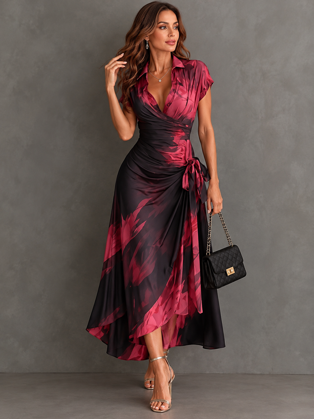 Patricia™ | Tummy-Control Midi Wrap Dress with Print