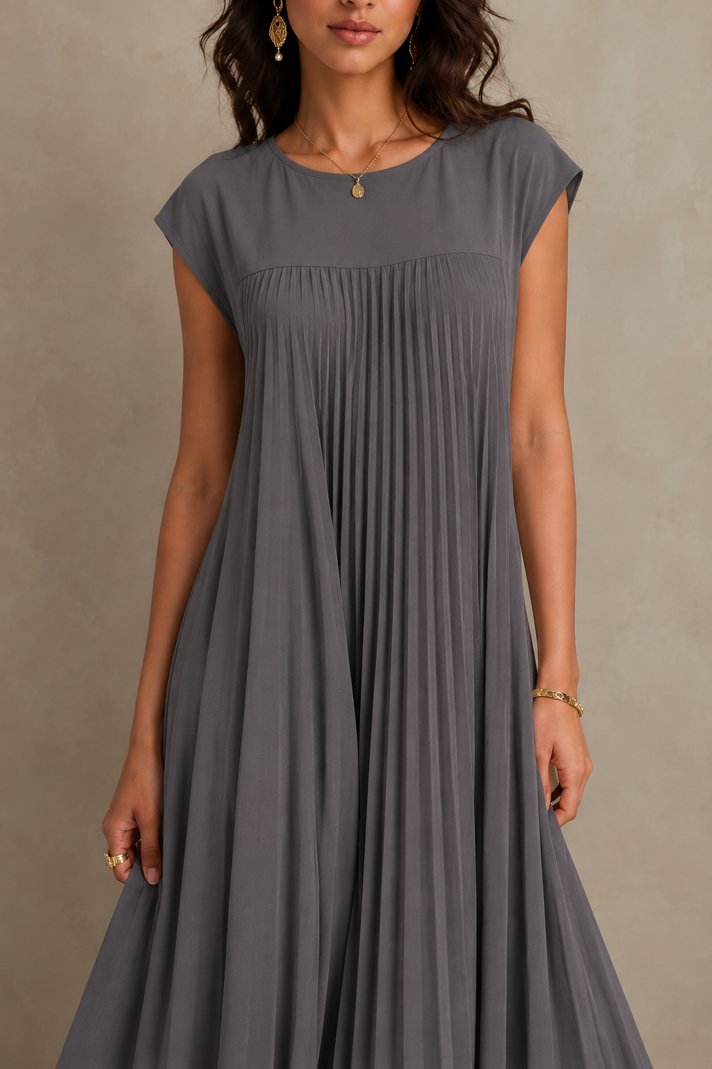 LAILA™ | SLEEVELESS PLEATED DRESS | Maxi Dress