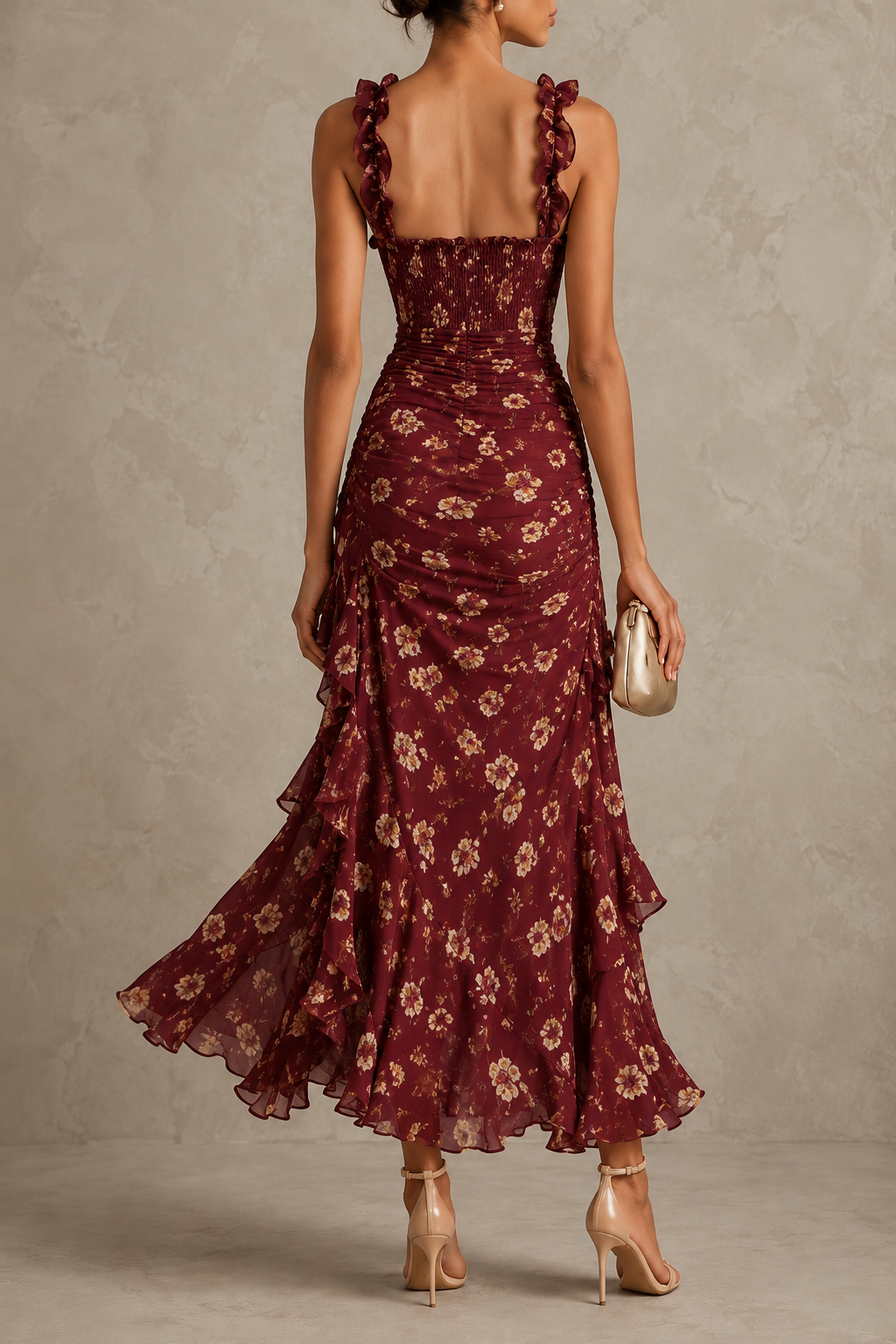 Zara | Bohemian Maxi Dress with Floral Print and Side Split