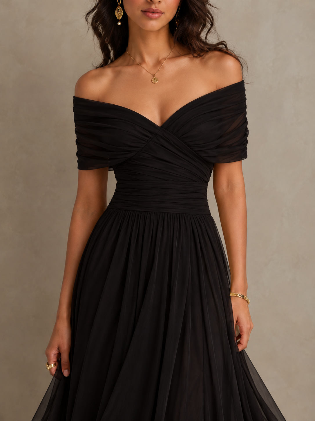 Mikaela | Tummy Flattering Off Shoulder Maxi Dress
