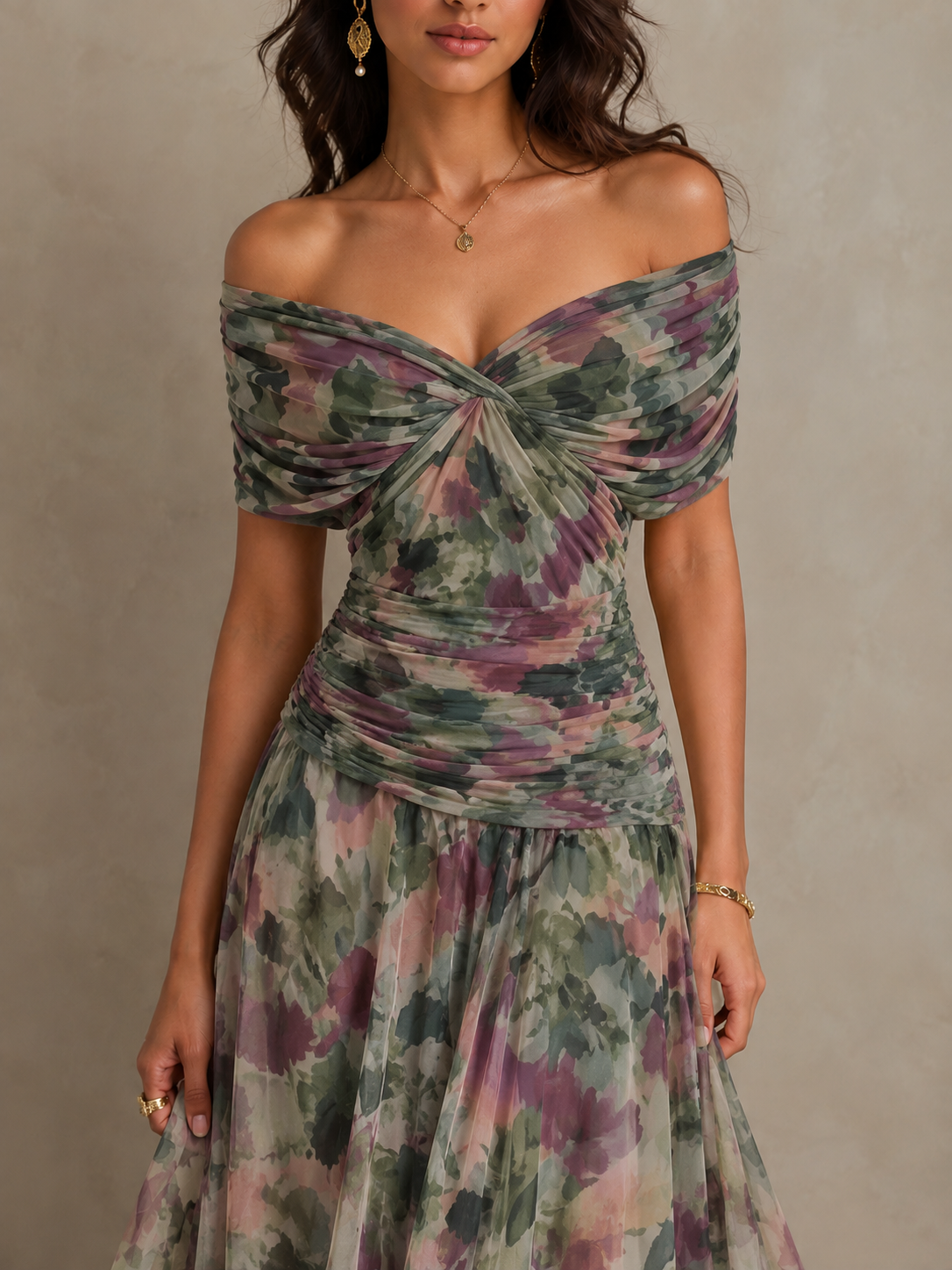Mikaela | Tummy Flattering Off Shoulder Maxi Dress