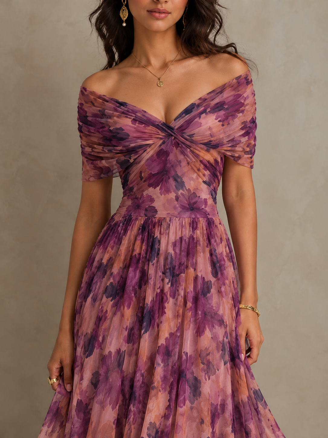 Mikaela | Tummy Flattering Off Shoulder Maxi Dress