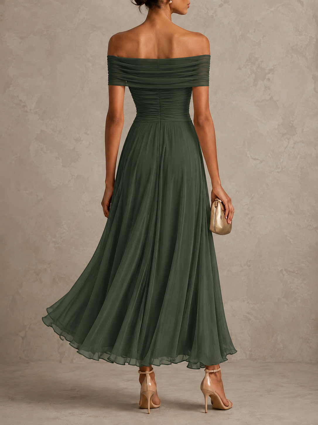 June | Off Shoulder Draped Maxi-Look Dress