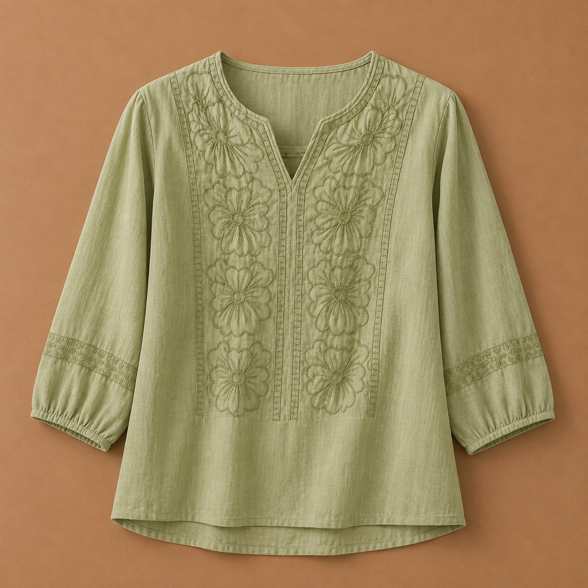 Linnea Cotton Linen Floral Blouse