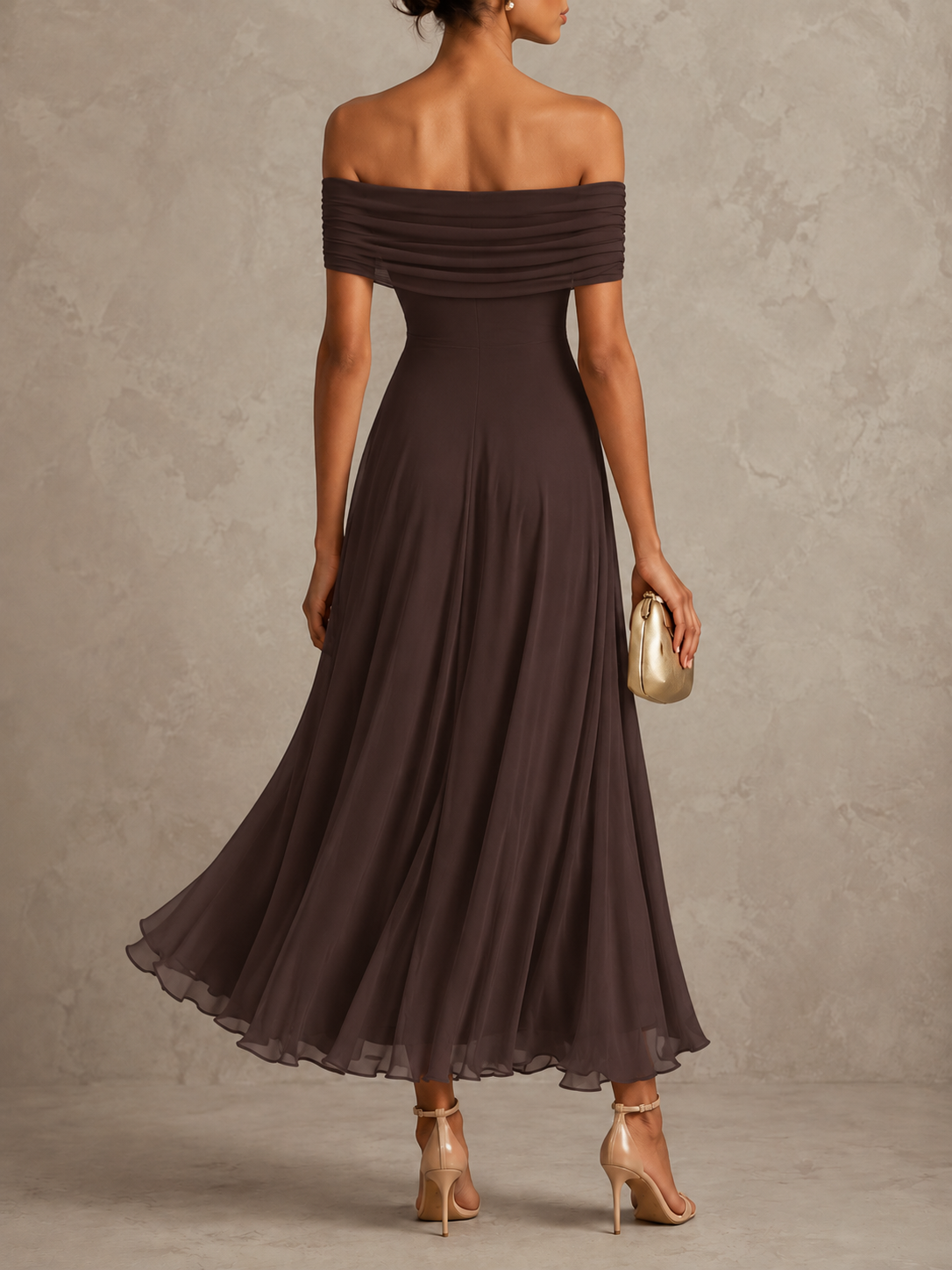 June | Off Shoulder Draped Maxi-Look Dress
