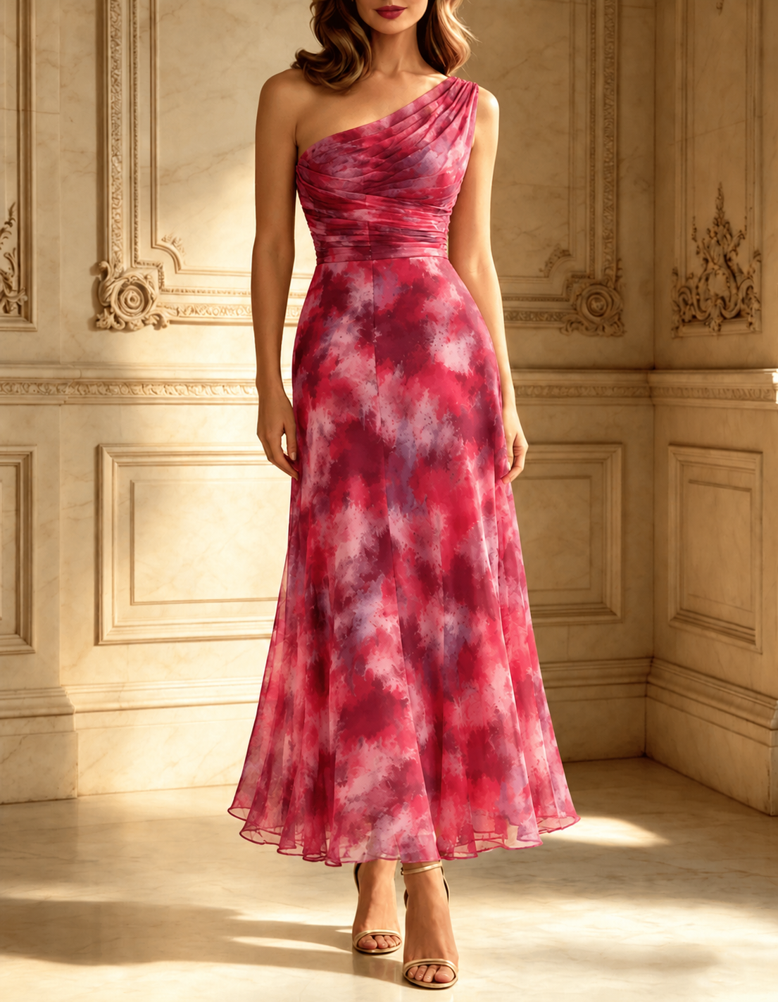 Ellie | One-Shoulder Print Maxi Dress