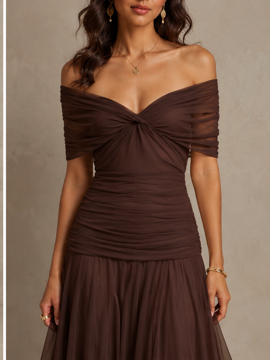 Mikaela | Tummy Flattering Off Shoulder Maxi Dress