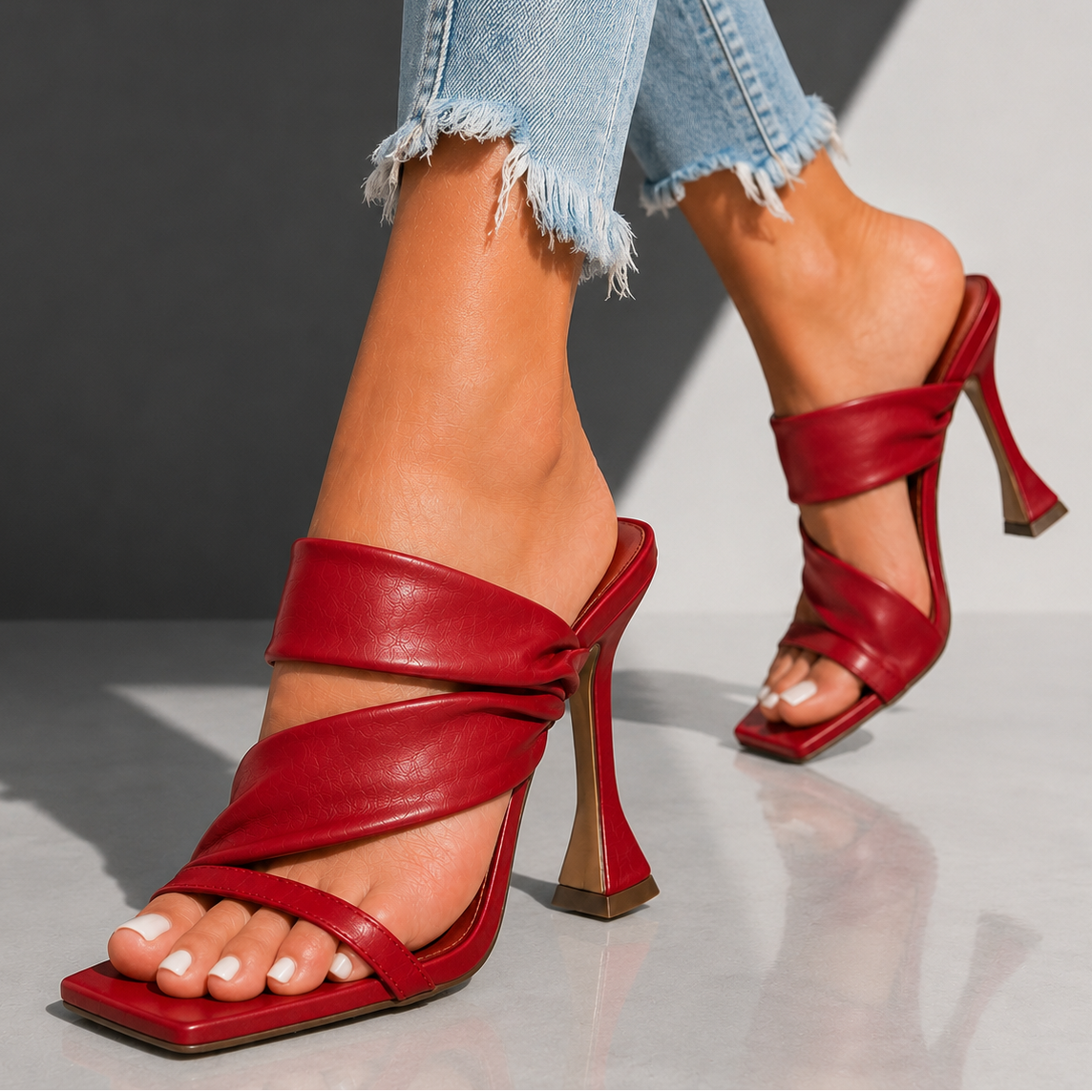 Serena Vale | Twisted Strap Mule Heels