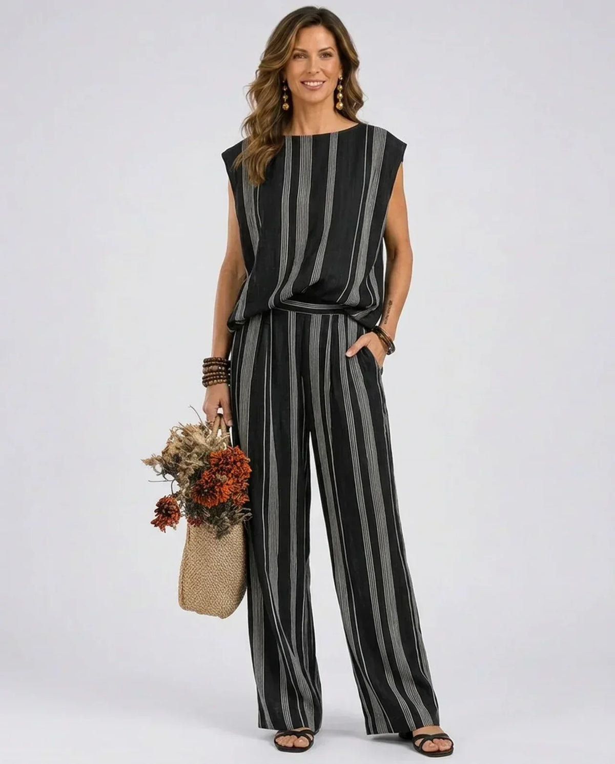 Alessia - Elegant Two-Piece Striped Set